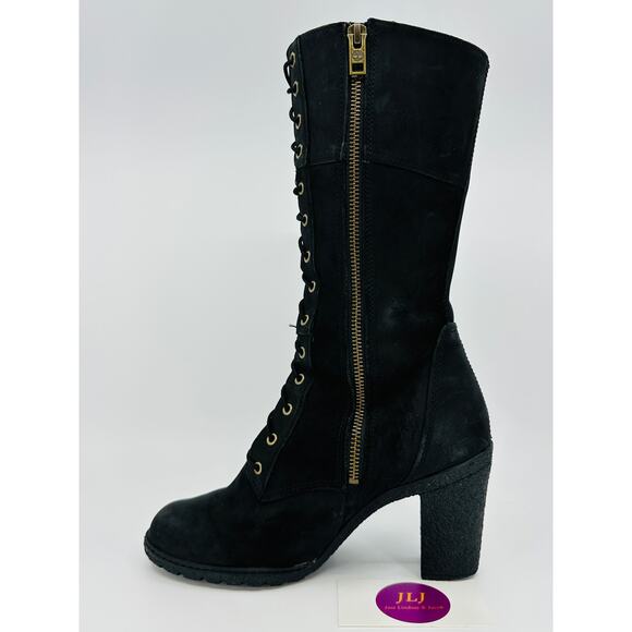 Timberland Women's Glancy 10 Inch Tall Black Nubuck Lace-Up Boots A199A Size 7.5 - Picture 8 of 11